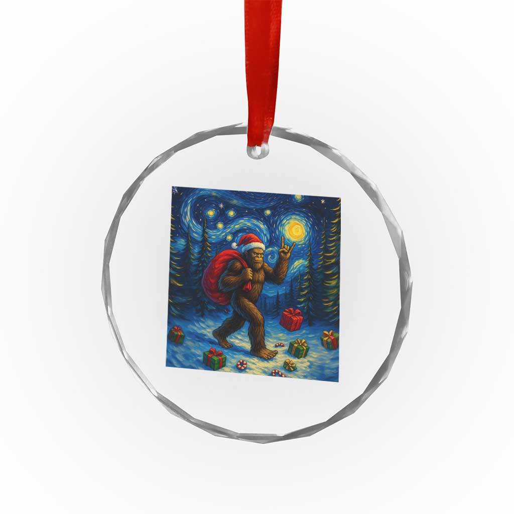 Bigfoot Christmas Crystal Glass Ornament Starry Night Van Gogh - Wonder Print Shop