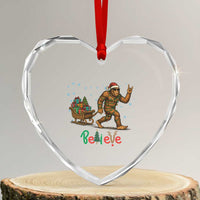 Bigfoot Christmas Heart Crystal Glass Ornament Believe Funny Holiday Gift - Wonder Print Shop