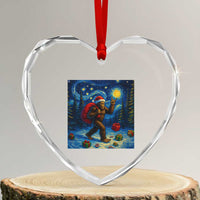 Bigfoot Christmas Heart Crystal Glass Ornament Starry Night Van Gogh - Wonder Print Shop