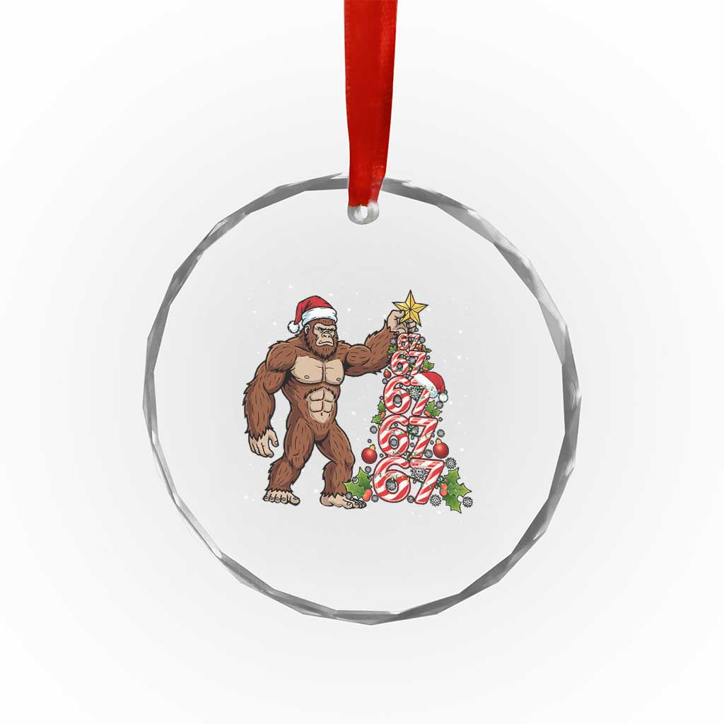 Bigfoot Christmas Tree 67 Crystal Glass Ornament Holiday Six Seven Meme Brainrot Gift - Wonder Print Shop