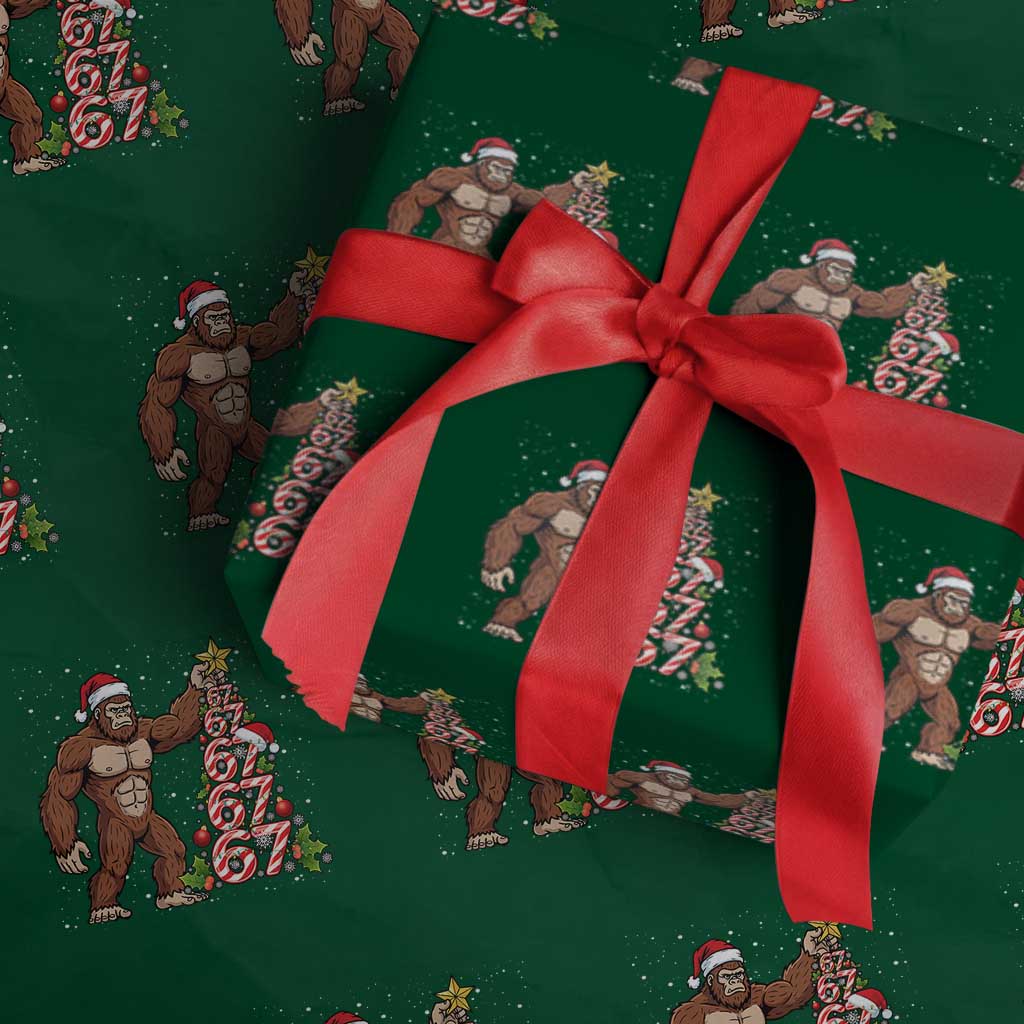 Bigfoot Christmas Tree 67 Wrapping Paper Roll Holiday Six Seven Meme Brainrot Gift - Wonder Print Shop