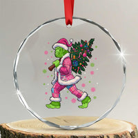 Bigfoot Christmas Tree Crystal Glass Ornament Pink Xmas Funny Green Sasquatch - Wonder Print Shop