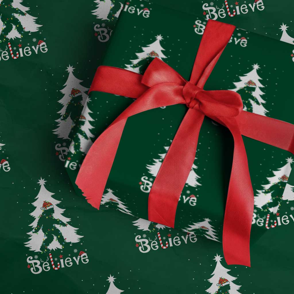 Bigfoot Christmas Wrapping Paper Roll Santa Bigfoot Xmas Tree Funny Sasquatch Yeti - Wonder Print Shop