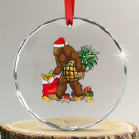 Bigfoot Crystal Glass Ornament Pineapple Tree Lights Funny Hawaiian Xmas Sasquatch Lovers TS10