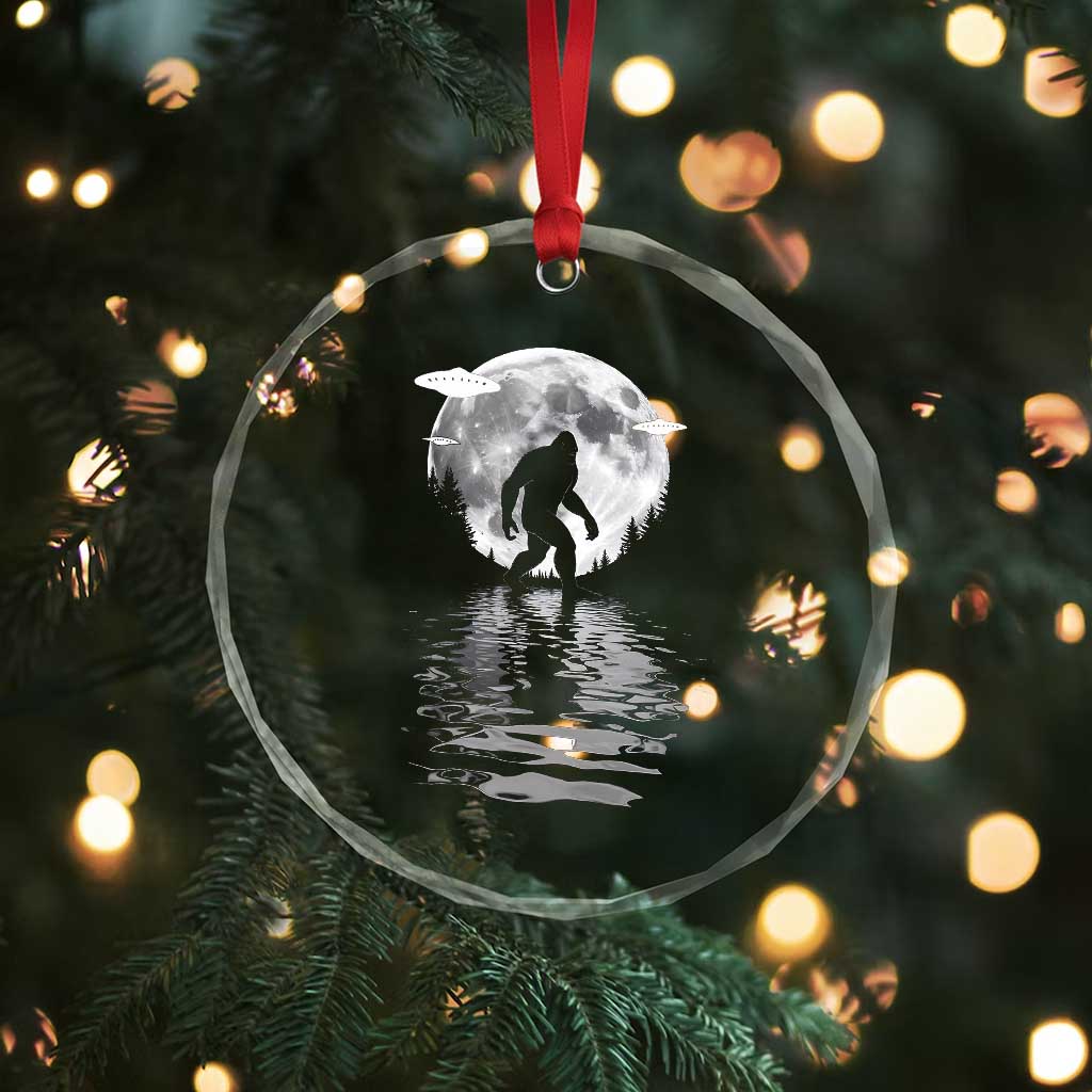 Bigfoot Crystal Glass Ornament Sasquatch Under The Moon Cryptid - Wonder Print Shop