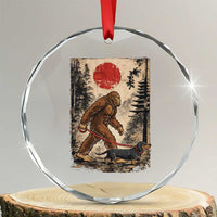 Bigfoot Dachshund Lovers Crystal Glass Ornament Japanese Vintage Graphic Ukiyo-e Art Sasquatch Wiener Dog Gift