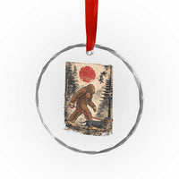 Bigfoot Dachshund Lovers Crystal Glass Ornament Japanese Vintage Graphic Ukiyo-e Art Sasquatch Wiener Dog Gift
