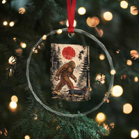Bigfoot Dachshund Lovers Crystal Glass Ornament Japanese Vintage Graphic Ukiyo-e Art Sasquatch Wiener Dog Gift