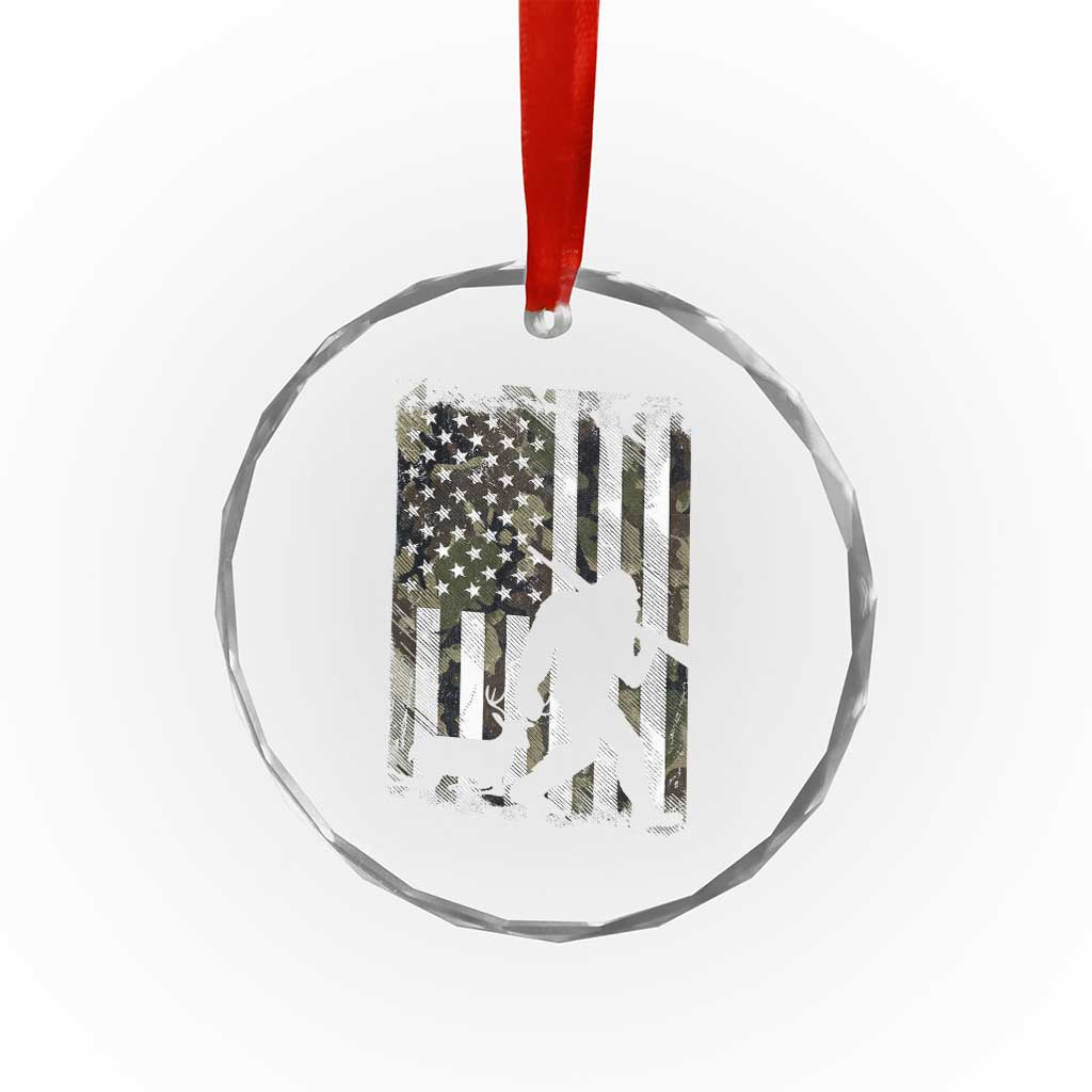 Bigfoot Deer Hunting Crystal Glass Ornament Camo US Flag Deer Elk Buck Hunting Hunter Dad