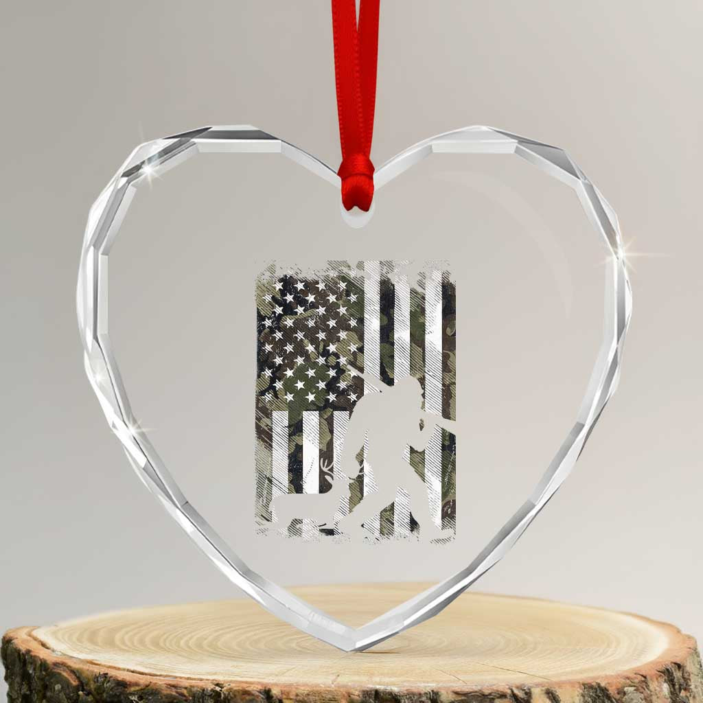 Bigfoot Deer Hunting Heart Crystal Glass Ornament Camo US Flag Deer Elk Buck Hunting Hunter Dad