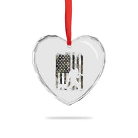 Bigfoot Deer Hunting Heart Crystal Glass Ornament Camo US Flag Deer Elk Buck Hunting Hunter Dad