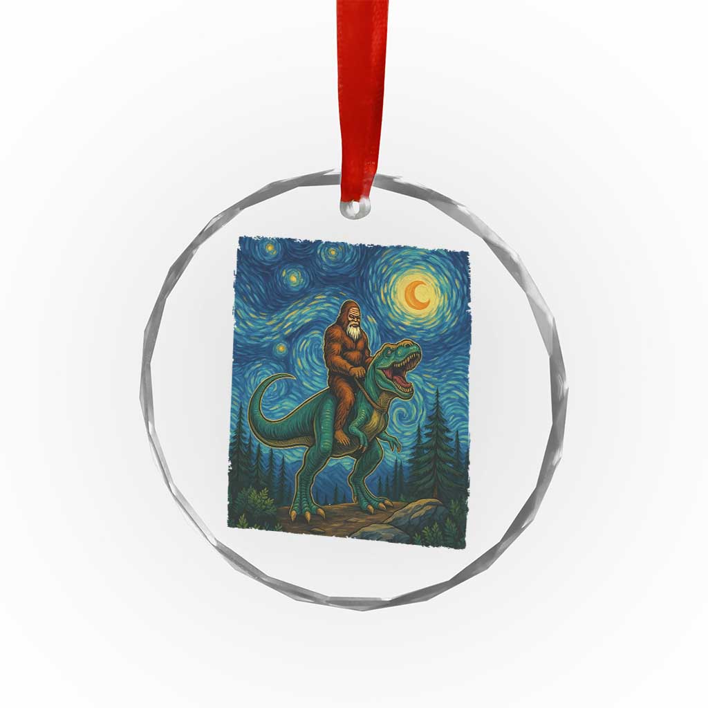 Bigfoot Dinosaur Crystal Glass Ornament Funny Prehistoric Starry Night Van Gogh - Wonder Print Shop