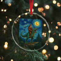 Bigfoot Dinosaur Crystal Glass Ornament Funny Prehistoric Starry Night Van Gogh - Wonder Print Shop