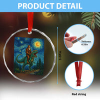 Bigfoot Dinosaur Crystal Glass Ornament Funny Prehistoric Starry Night Van Gogh - Wonder Print Shop