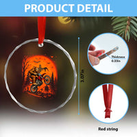 Bigfoot Dirt Bike Crystal Glass Ornament Sasquatch Halloween Creepy Biker - Wonder Print Shop