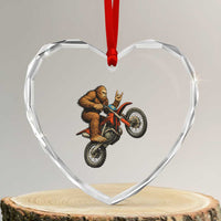 Bigfoot Dirt Bike Heart Crystal Glass Ornament Motocross Sasquatch Rock On Hand - Wonder Print Shop