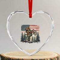 Bigfoot Dirt Bike Heart Crystal Glass Ornament Patriotic Sasquatch American Flag - Wonder Print Shop