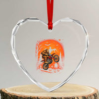Bigfoot Dirt Bike Heart Crystal Glass Ornament Sasquatch Halloween Creepy Biker - Wonder Print Shop