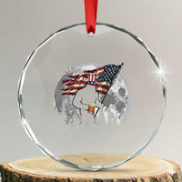 Bigfoot Drinking Beer 4th of July Crystal Glass Ornament Sasquatch Hiking Moon American Flag