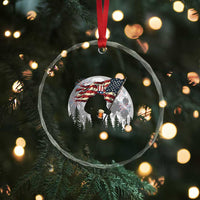 Bigfoot Drinking Beer 4th of July Crystal Glass Ornament Sasquatch Hiking Moon American Flag