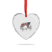 Bigfoot Drinking Beer 4th of July Heart Crystal Glass Ornament Sasquatch Hiking Moon American Flag