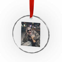 Bigfoot Drinking Iced Coffee Crystal Glass Ornament Funny Sasquatch Streetwear
