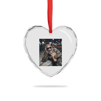 Bigfoot Drinking Iced Coffee Heart Crystal Glass Ornament Funny Sasquatch Streetwear