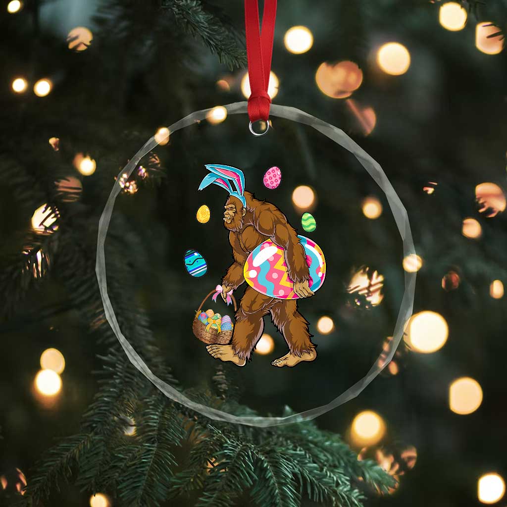 Bigfoot Easter Crystal Glass Ornament Funny Sasquatch Eggs Hunting - Wonder Print Shop