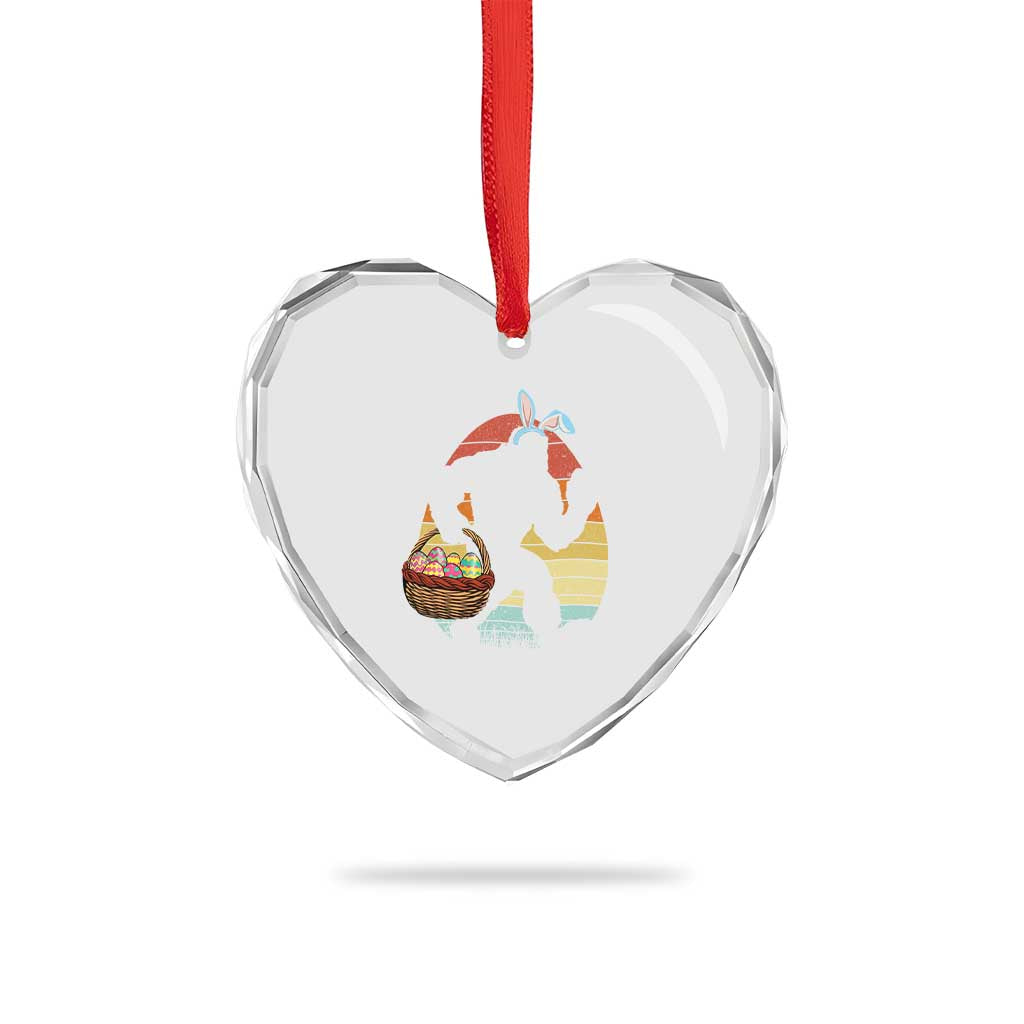 Bigfoot Easter Heart Crystal Glass Ornament Bunny Sasquatch Eggs Retro - Wonder Print Shop
