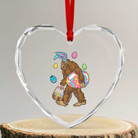 Bigfoot Easter Heart Crystal Glass Ornament Funny Sasquatch Eggs Hunting - Wonder Print Shop