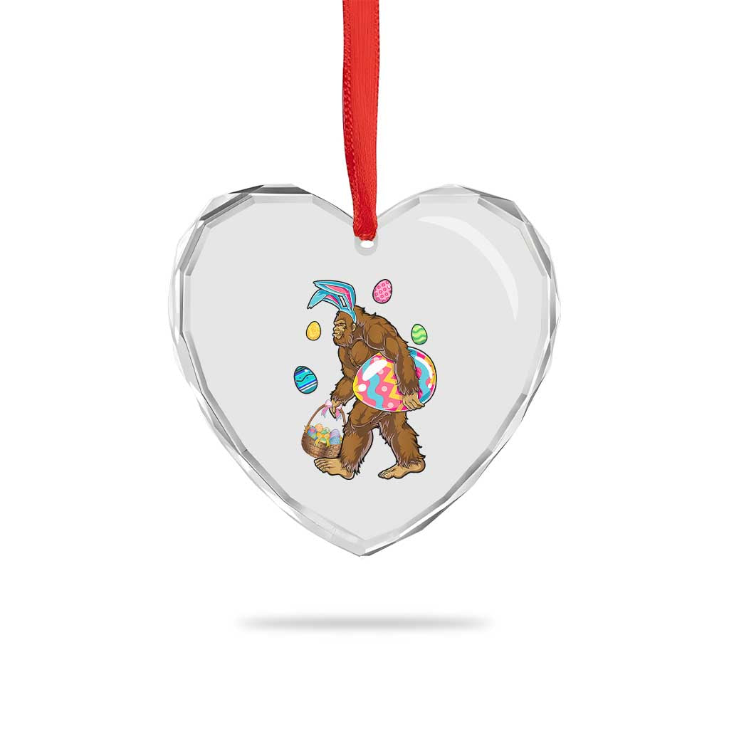 Bigfoot Easter Heart Crystal Glass Ornament Funny Sasquatch Eggs Hunting - Wonder Print Shop