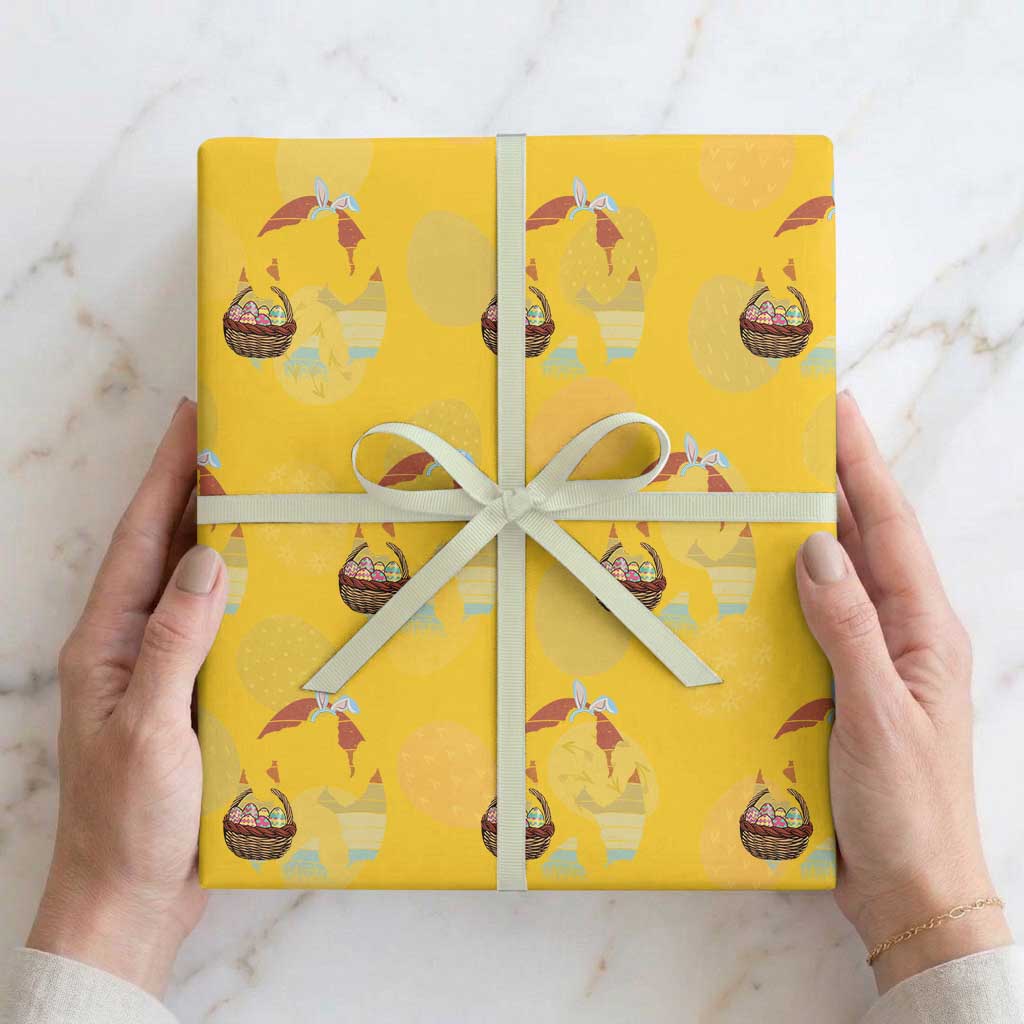 Bigfoot Easter Wrapping Paper Roll Bunny Sasquatch Eggs Retro