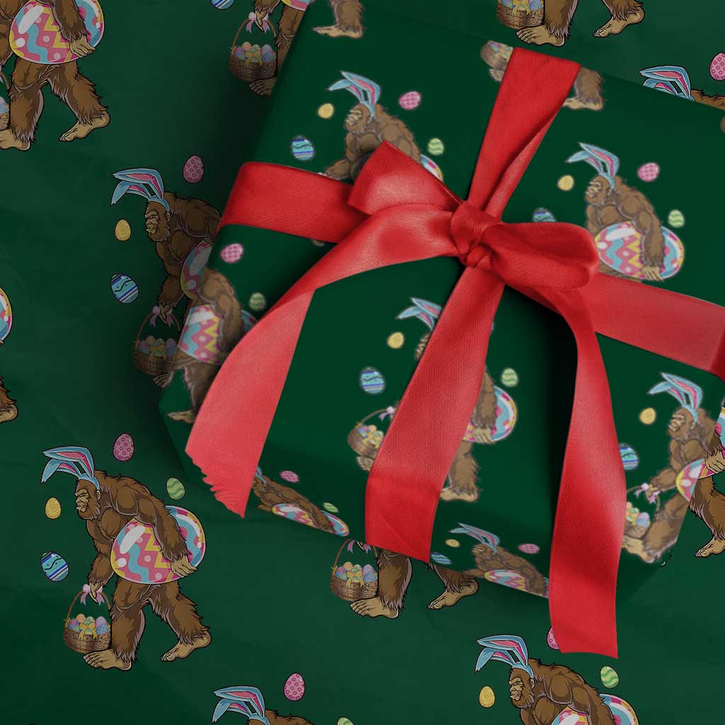 Bigfoot Easter Wrapping Paper Roll Funny Sasquatch Eggs Hunting - Wonder Print Shop