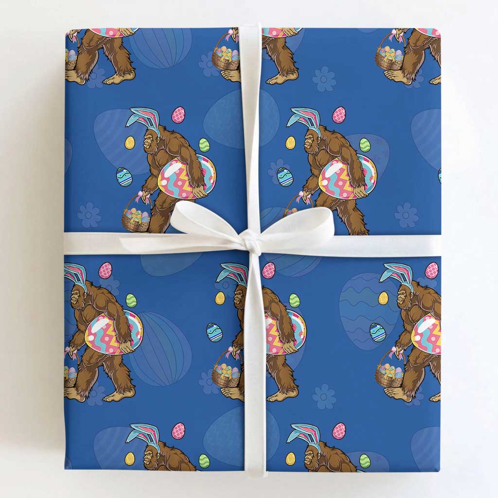 Bigfoot Easter Wrapping Paper Roll Funny Sasquatch Eggs Hunting
