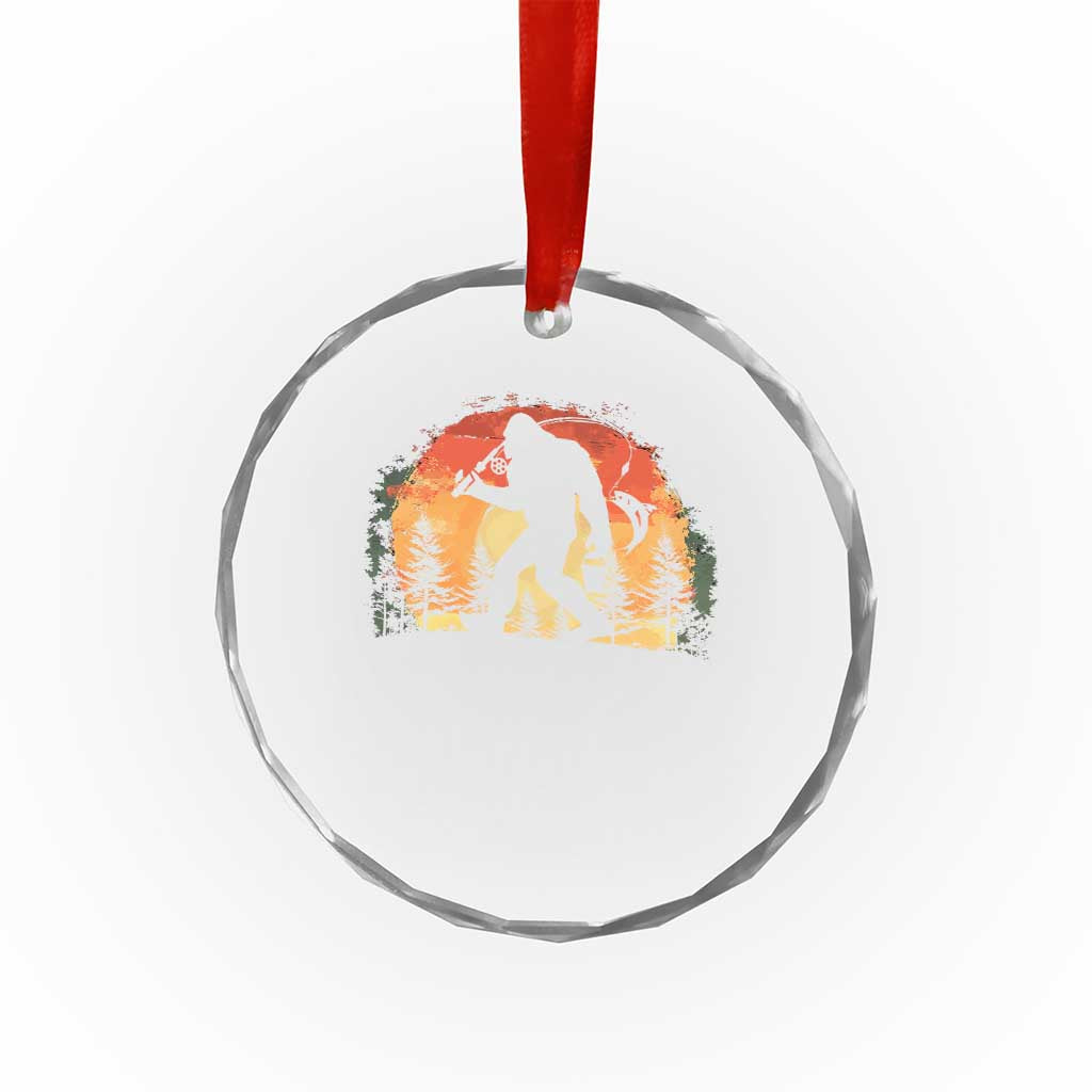 Bigfoot Fishing Crystal Glass Ornament Funny Retro Sasquatch Fisherman Dad TS10