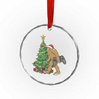 Bigfoot Gamer Christmas Crystal Glass Ornament Funny Sasquatch Gaming Xmas - Wonder Print Shop