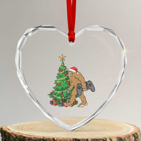 Bigfoot Gamer Christmas Heart Crystal Glass Ornament Funny Sasquatch Gaming Xmas - Wonder Print Shop