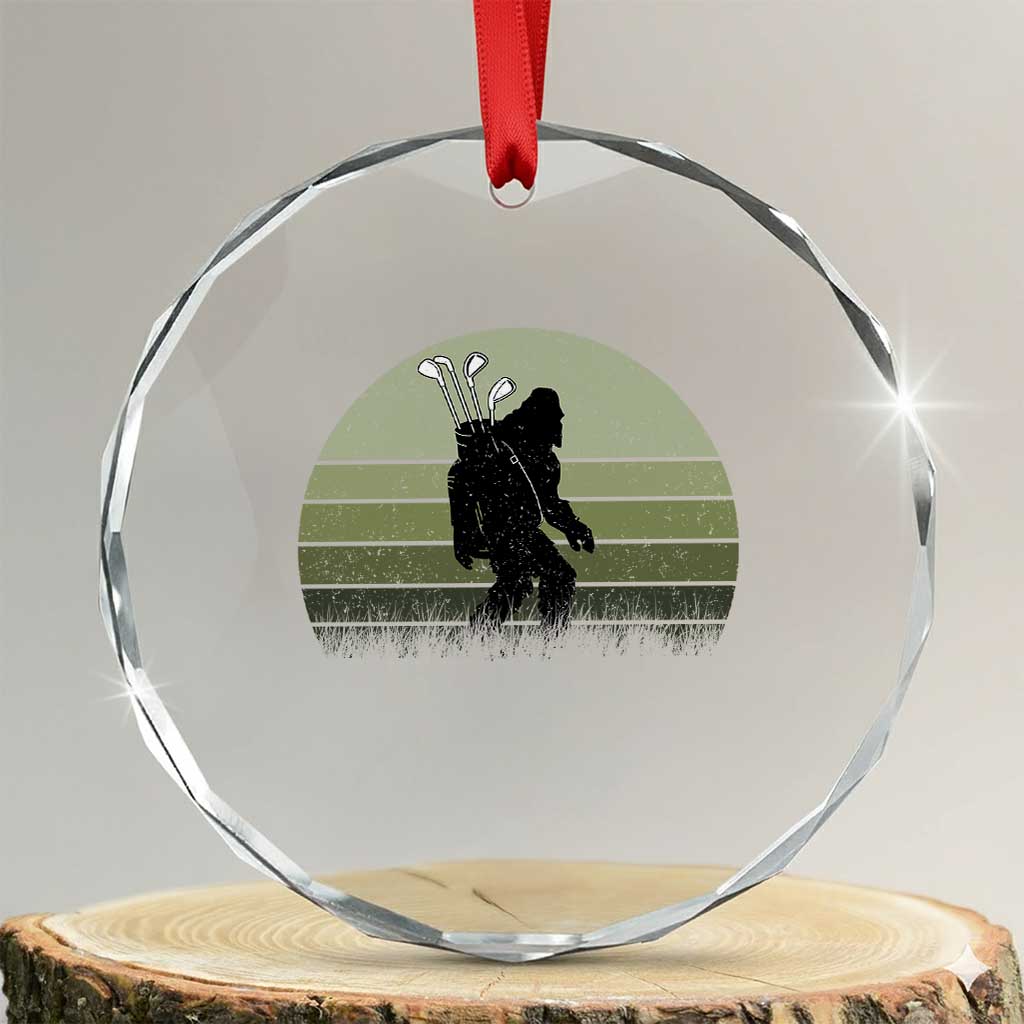Bigfoot Golfer Crystal Glass Ornament Funny Sasquatch Golfing Golf Balls - Wonder Print Shop