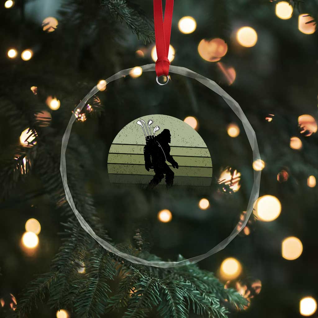 Bigfoot Golfer Crystal Glass Ornament Funny Sasquatch Golfing Golf Balls - Wonder Print Shop