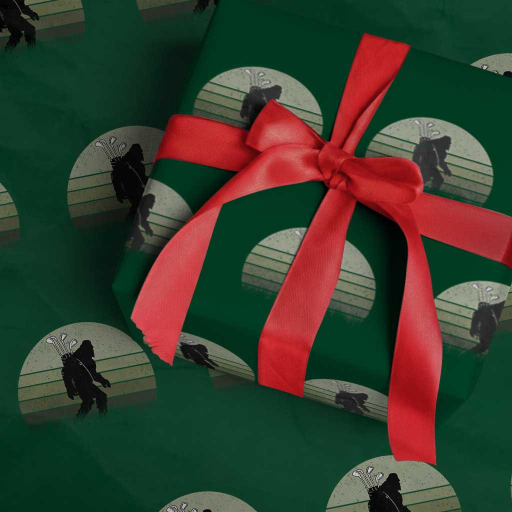 Bigfoot Golfer Wrapping Paper Roll Funny Sasquatch Golfing Golf Balls - Wonder Print Shop