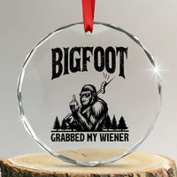 Bigfoot Grabbed My Wiener Crystal Glass Ornament Funny Sasquatch Camping - Wonder Print Shop