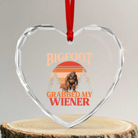 Bigfoot Grabbed My Wiener Heart Crystal Glass Ornament Funny Dachshund Lover Gift - Wonder Print Shop