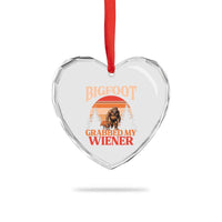 Bigfoot Grabbed My Wiener Heart Crystal Glass Ornament Funny Dachshund Lover Gift - Wonder Print Shop