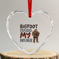 Bigfoot Grabbed My Wiener Heart Crystal Glass Ornament Funny Dog Lover Gift - Wonder Print Shop