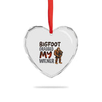 Bigfoot Grabbed My Wiener Heart Crystal Glass Ornament Funny Dog Lover Gift - Wonder Print Shop