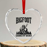 Bigfoot Grabbed My Wiener Heart Crystal Glass Ornament Funny Sasquatch Camping - Wonder Print Shop