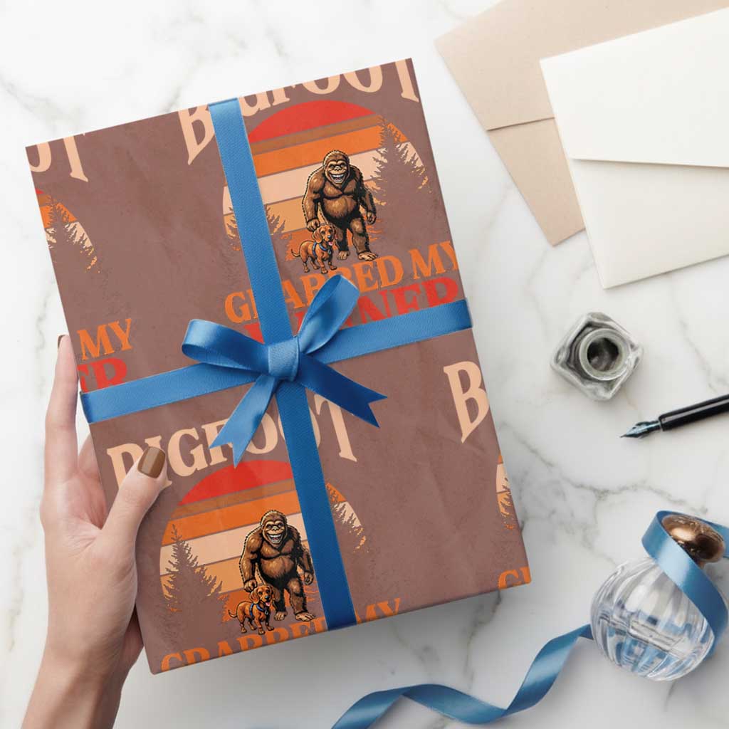 Bigfoot Grabbed My Wiener Wrapping Paper Roll Funny Dachshund Lover Gift - Wonder Print Shop