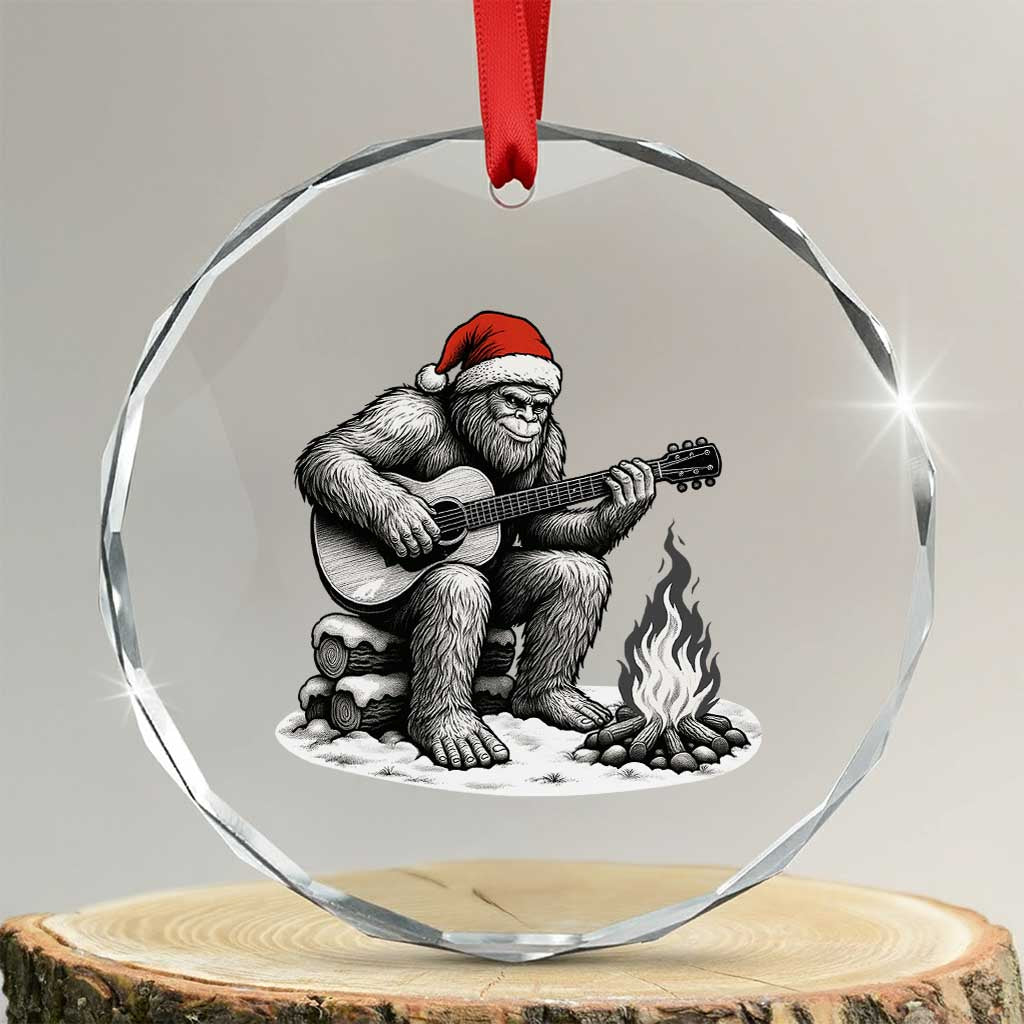 Bigfoot Guitar Christmas Crystal Glass Ornament Sasquatch Guitarist Music Xmas - Wonder Print Shop