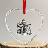 Bigfoot Guitar Christmas Heart Crystal Glass Ornament Sasquatch Guitarist Music Xmas - Wonder Print Shop