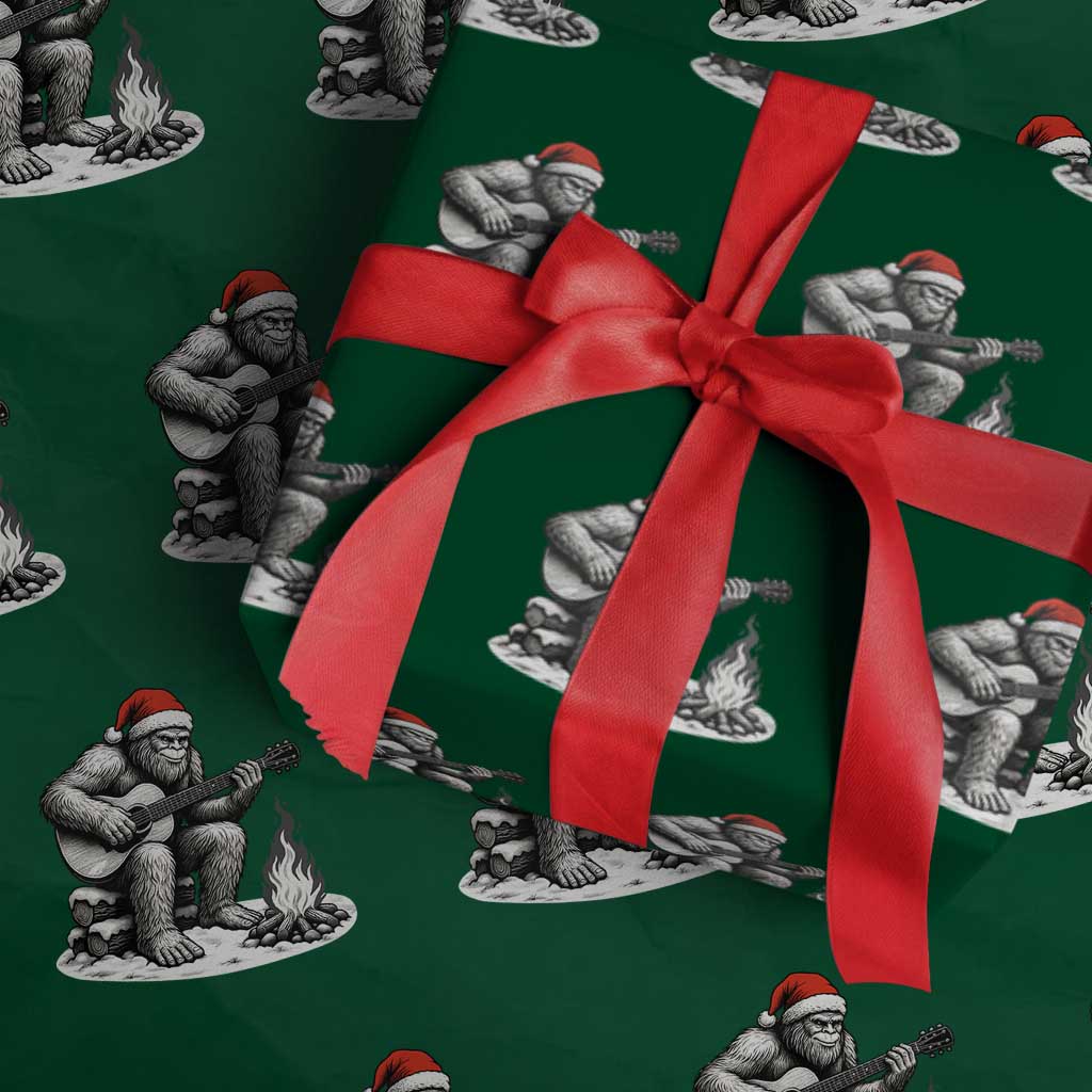 Bigfoot Guitar Xmas Wrapping Paper Roll Sasquatch Guitarist Music Xmas - Wonder Print Shop